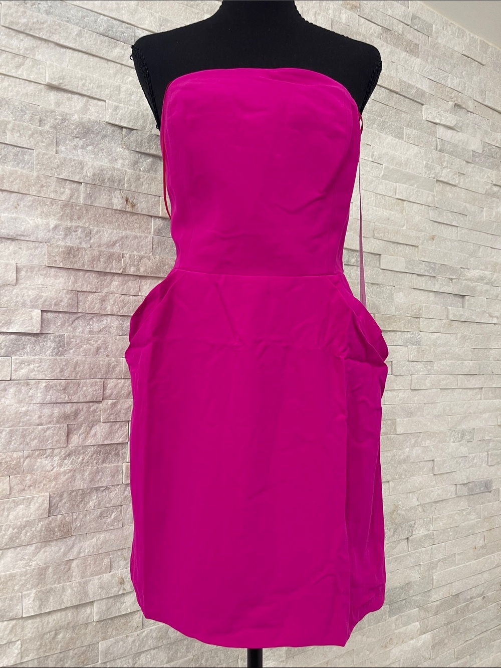 Hot Pink Strapless Sheath Dress